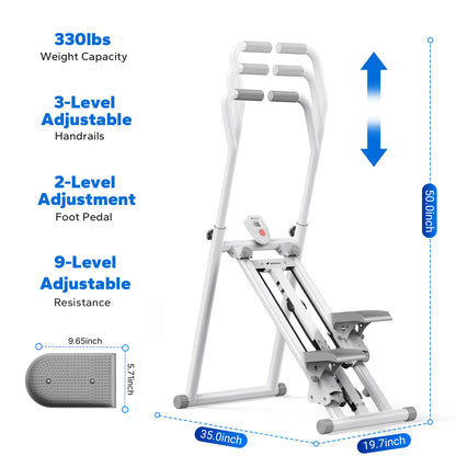 Merach Stair Stepper with Handlebar – 330 lbs capacity, adjustable pedals, compact vertical climber for full-body home/outdoor use.