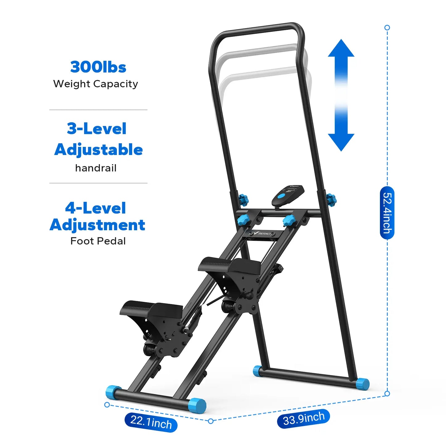 Merach Stair Stepper with Handlebar – 330 lbs capacity, adjustable pedals, compact vertical climber for full-body home/outdoor use.