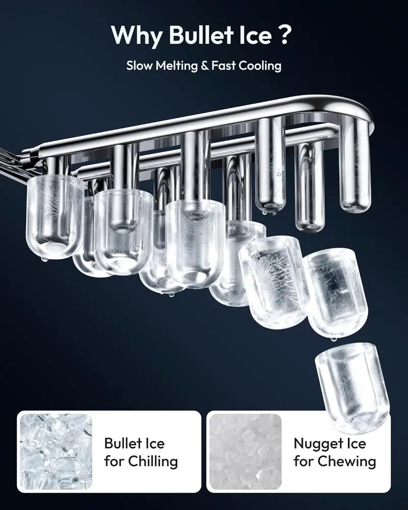 EUHOMY Ice Maker Countertop with Handle, 26lbs in 24Hrs, 9 Ice Cubes Ready in 6 Mins, Auto-Cleaning Portable Ice Maker with Basket and Scoop, for Home/Kitchen/Camping/RV. (2024 New Silver) Utensils